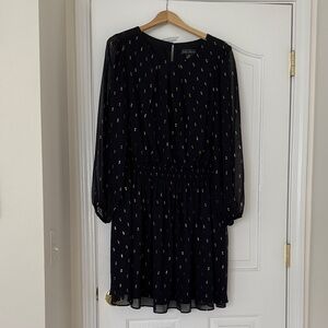 Navy Dress with Gold Accents